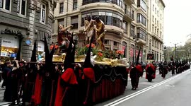 Procession in Spain, black outfits