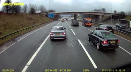 Man in van on motorway opens side door to rage at driver