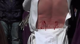 Self-flagellation during unusual Easter ceremony in northern Spain