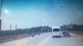A crash between two motorbikes