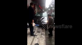 Out-of-control car ploughs into pedestrian