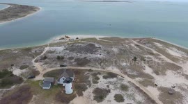 Beached Right Whale Calf at Chatham, Cape Cod 4k Drone Footage