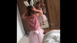 The cutest Toddler dancing as Easter bunny