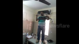 Shocking moment technician finds snake in ventilator