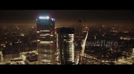 Drone footage captures stunning Milan skyline at night