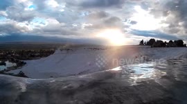 Relaxing in Hot springs of Pamukkale, Turkey