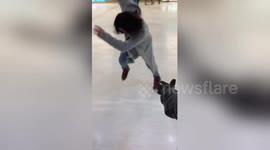 Woman goes ice skating and fails terribly