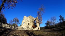 drone flying over the old Castle