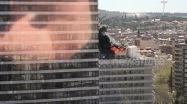 Fire on a Hotel roof in Barcelona
