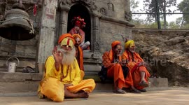 Hindu Yogis giving blessing