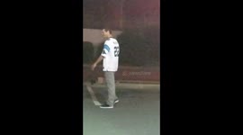 Drunk racist picks fight with the wrong Taco Bell manager. Gets laid out in the street. (Part 2)
