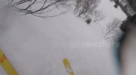 Skier deploys airbag to save himself from avalanche