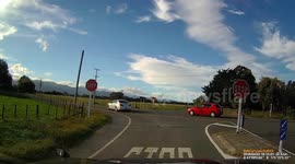 Near Miss at a Stop Sign Dashcam footage New Zealand