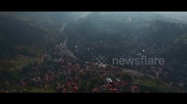 Travnik and the Old Town Castle dron video