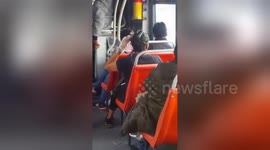 Woman is filmed dying hair on bus