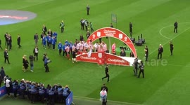 Lincoln City celebrate winning the EFL Checkatrade Trophy at Wembley