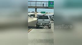 Mexican American mariachi man dancing in hopes to inspire the busy commuters to smile and laugh!