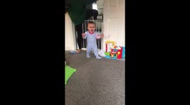Babies first steps to get a chocolate egg