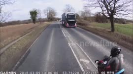 Bike rider leaves overtake incredibly late