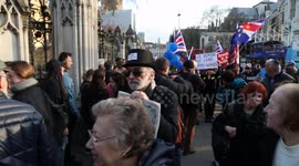 Funny Brexit Protest with Boris Look-a-like and Theresa Puppet.