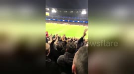 Liverpool fans celebrate Firmino's goal