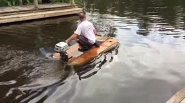 Outboard boat motor on mattress SINKING!!!