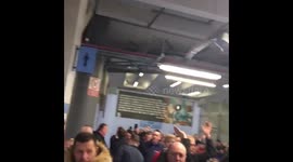 LFC FANS CELEBRATING IN THE CONCOURSE OF THE ETIHAD STADIUM