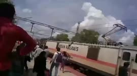 Man Electrocuted During Political Party Protest on top of the Train