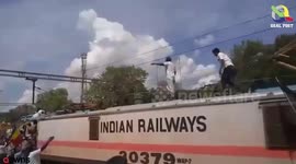 The moment protester turns into fireball after touching high voltage electric cable