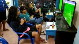 Excitement plays a game in a game rental