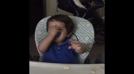 Cute baby celebrating and laughing