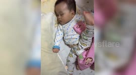 This toddler was born to be a kung fu master