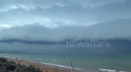Violent Storm on Beach in Biarritz
