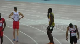 Usain Bolt dancing before Commonwealth race