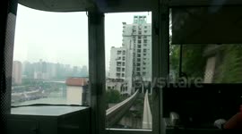 Train track goes right through apartment block