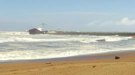 Spanish cargo ship splits on French coast at Anglet
