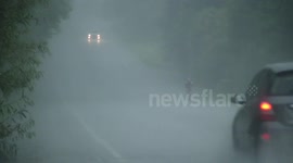 Thunderstorm Intense Rainfall & Guy On Bike - N. Ireland - Aug 5th 2014