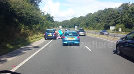 Boat comes of roof of moving car on the A38. Plymouth devon