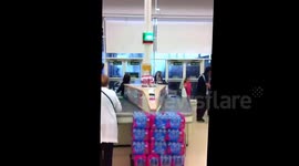 Tesco flood as roof caves in. Tesco in bar hill flooded as heavy rain sweeps the East of England