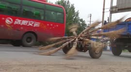 Whirling brooms clean country road