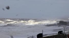 Sea foam hits Lancashire coast