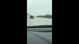 Truck Burning On The Side of Highway Dashcam
