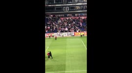 Fight after game between red bul fans and chivas fans