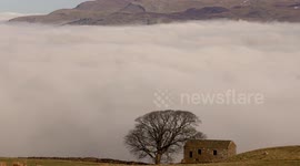 Beautiful cloud inversion at dawn over Cumbria's Eden Valley