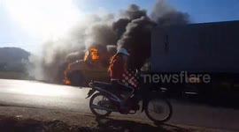 Truck burnt while running on the road