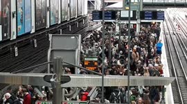Packed Platform at Earl's Court Station During Tube Strike