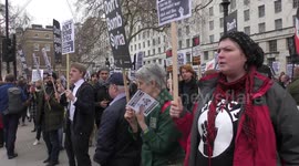Scores protest outside Downing Street against air strikes in Syria