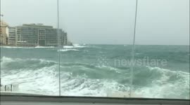 High seas in the coast of Malta 14 April 2018