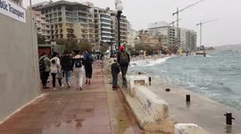 Malta's rough sea and high winds cause sea front flooding