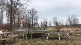 INSANE double backflip layout off a mini trampoline to backflip on grass!